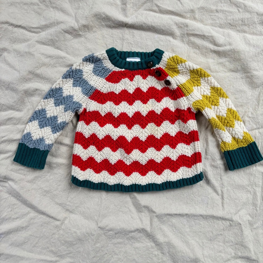 Hanna Andersson Baby Cotton Knit Chevron Sweater Multi-Color 3-6 Months *SPOT*